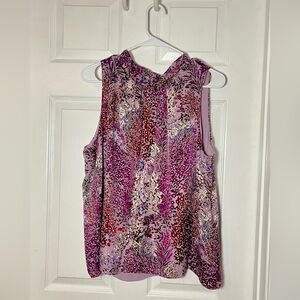 White House Black Market XL Sleeveless High Neck Tie Blouse